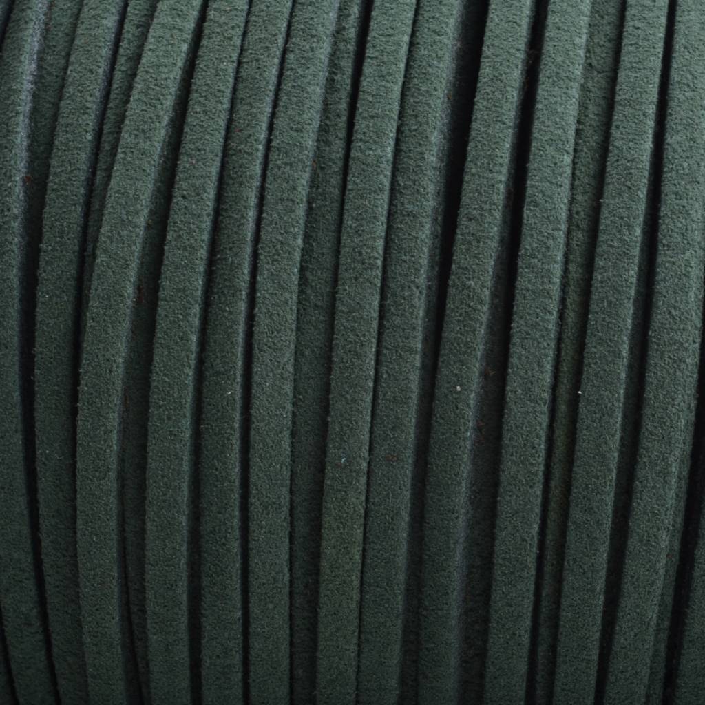 Imitatie suede donker groen 3x1,5mm - 3 meter-Kraaltjes van Renate