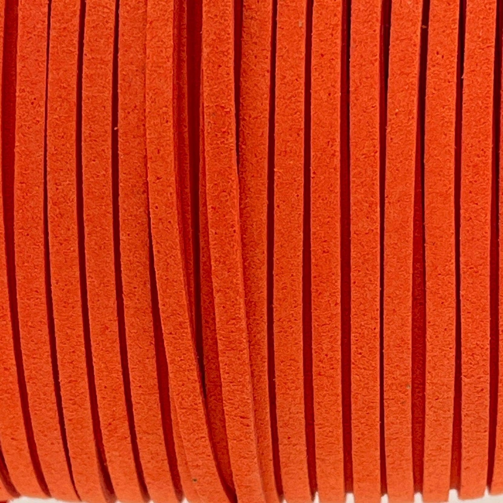 Imitatie suede fel oranje 3x1,5mm - 2 meter-koord-Kraaltjes van Renate