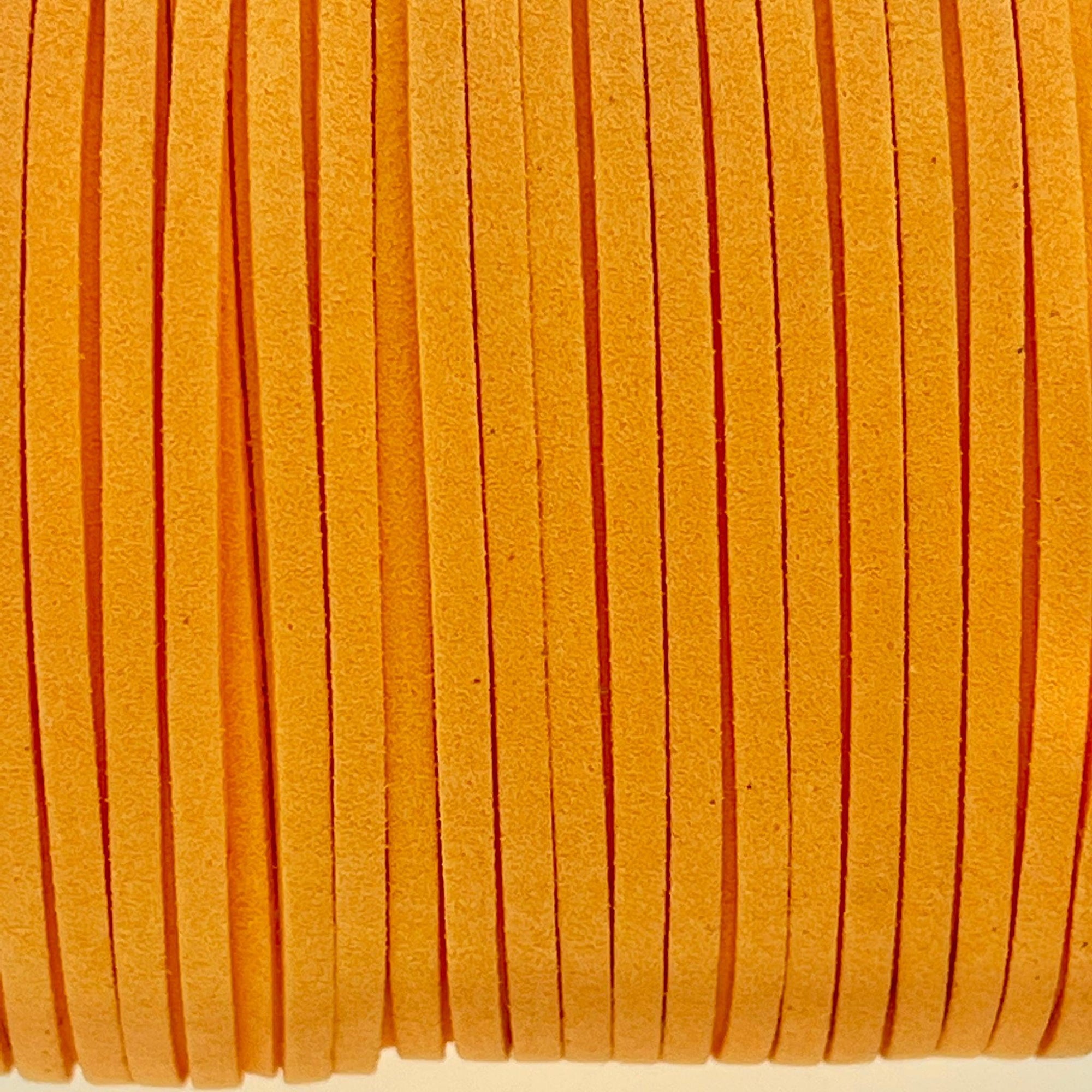 Imitatie suede fel oranje 3x1,5mm - 2 meter-koord-Kraaltjes van Renate