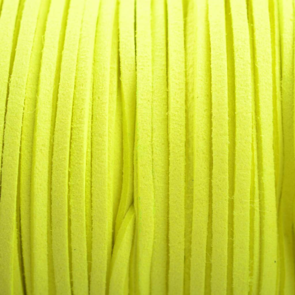 Imitatie suede fluor geel 3x1,5mm - 2 meter-Kraaltjes van Renate