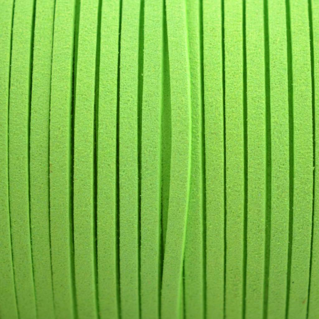 Imitatie suede fluor groen 3x1,5mm - 3 meter-Kraaltjes van Renate