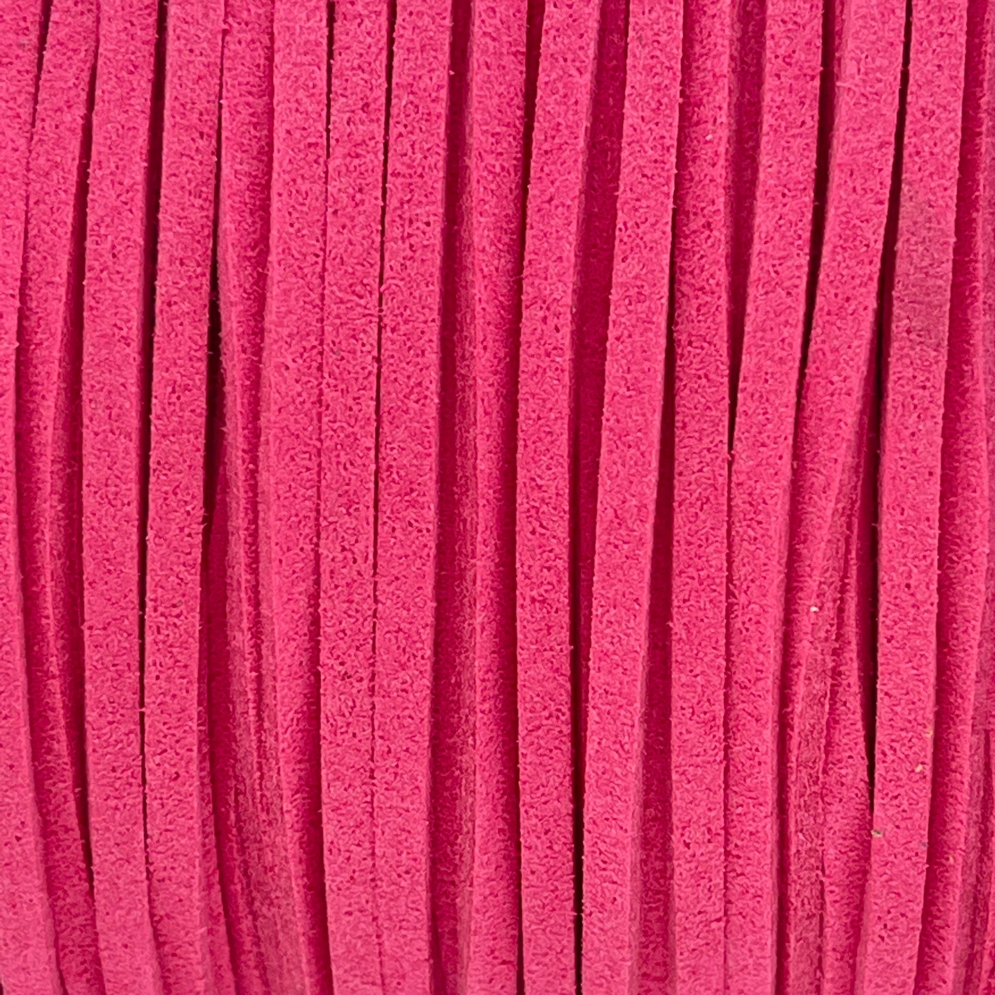 Imitatie suede fuchsia roze 3x1,5mm - 2 meter-koord-Kraaltjes van Renate