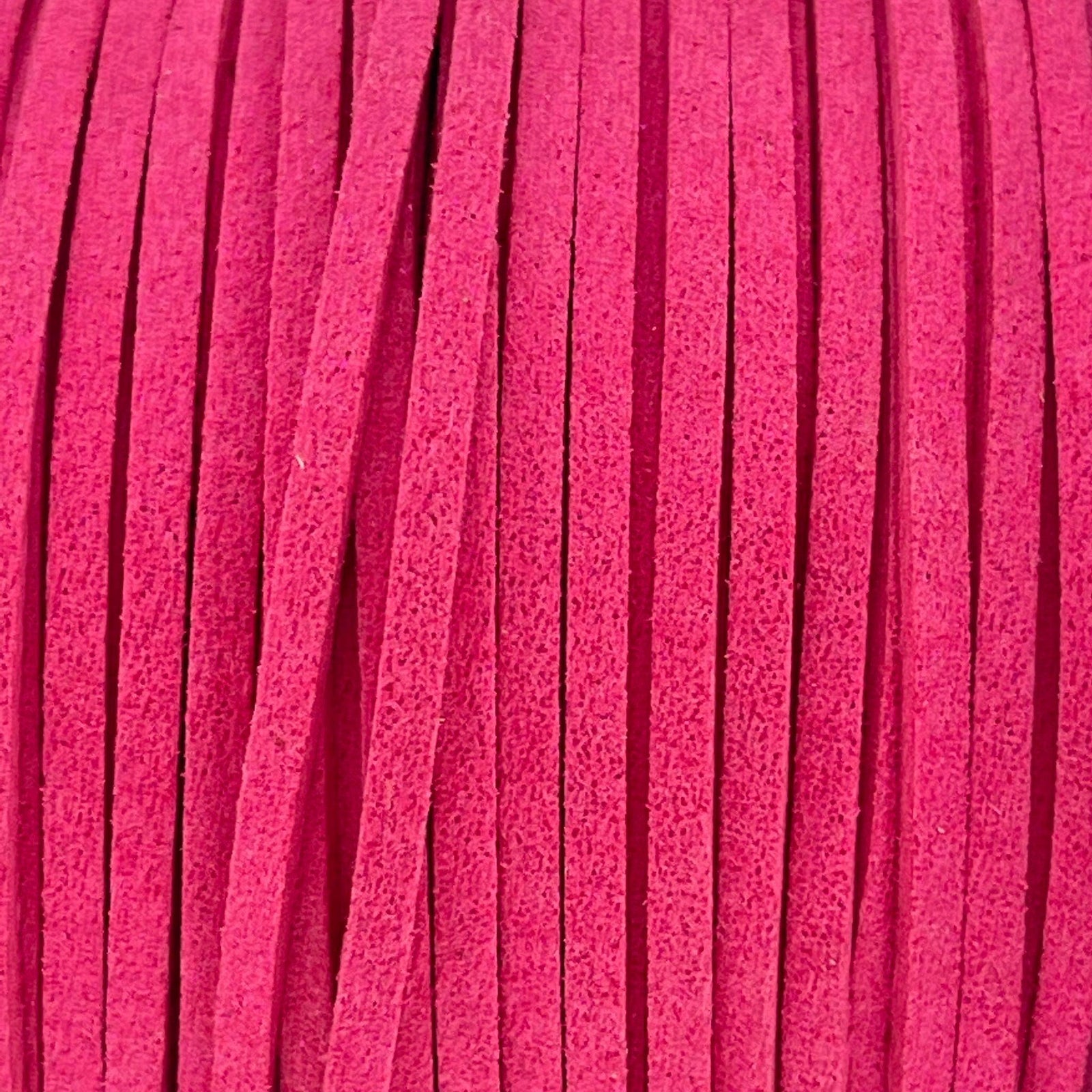 Imitatie suede fuchsia roze met glitter 3x1,5mm - 2 meter-koord-Kraaltjes van Renate