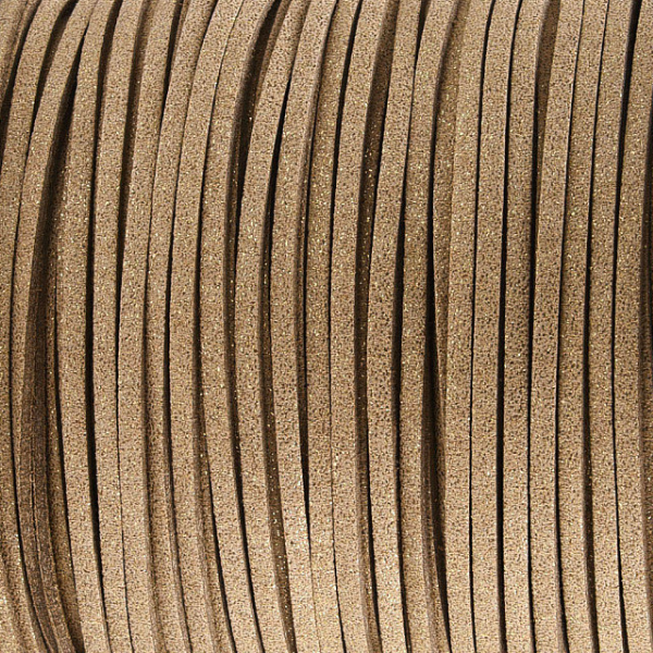 Imitatie suede glitter tan 3x1,5mm - 2 meter-koord-Kraaltjes van Renate