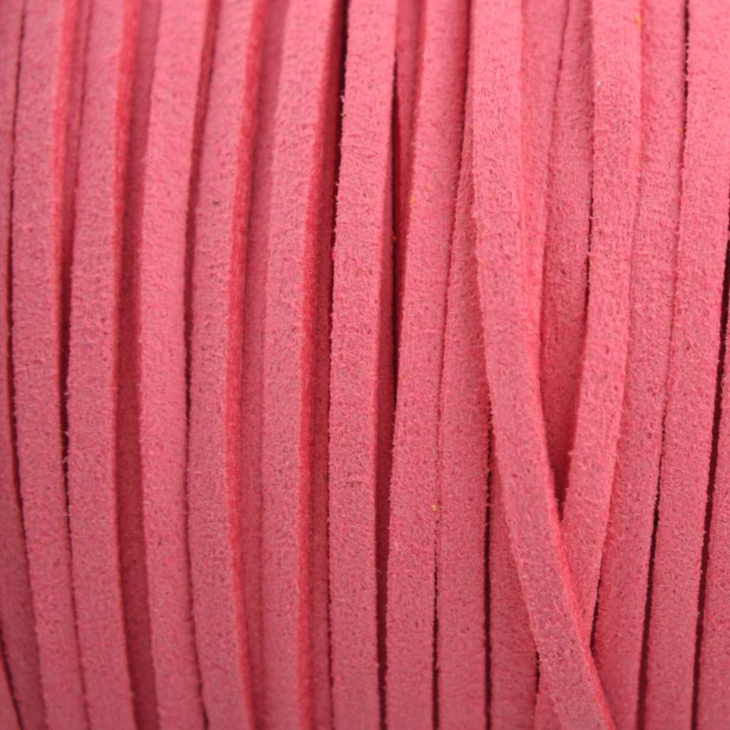 Imitatie suede hot pink 3x1,5mm - 2 meter-Kraaltjes van Renate