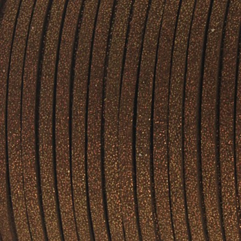 Imitatie suede koord Glitter Sienna Bruin 3mm - 2 meter-koord-Kraaltjes van Renate