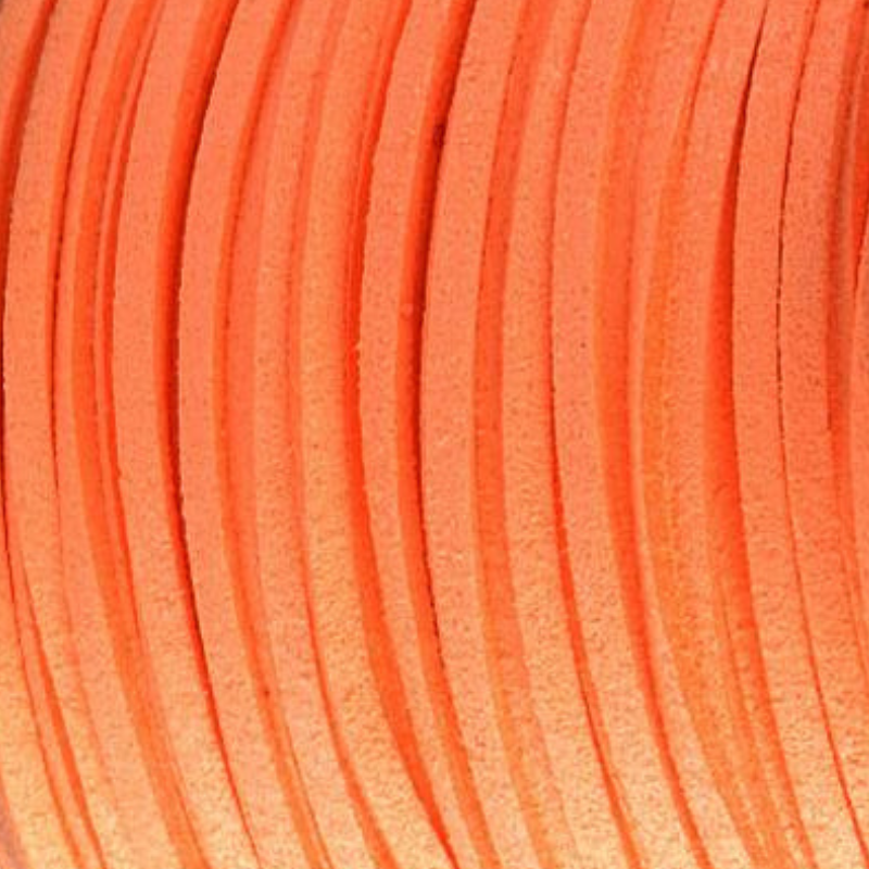 Imitatie suede koord Oranje 3mm - 2 meter-koord-Kraaltjes van Renate