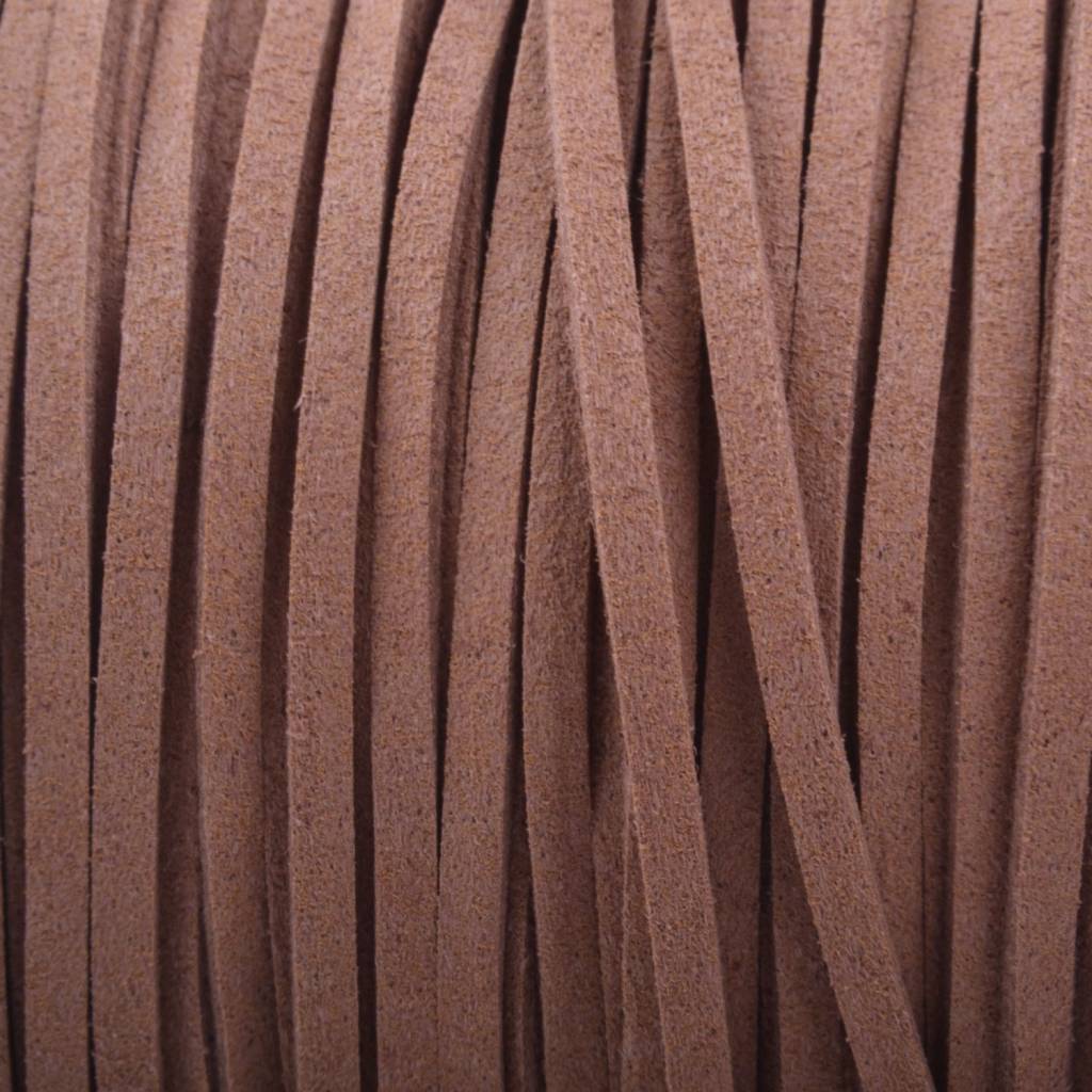 Imitatie suede licht chocolade bruin 3x1,5mm - 2 meter-Kraaltjes van Renate