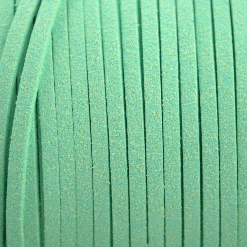Imitatie suede licht turquoise groen 3x1,5mm - 2 meter-Kraaltjes van Renate