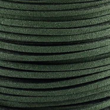 Imitatie suede olijf groen 3x1,5mm - 2 meter-koord-Kraaltjes van Renate
