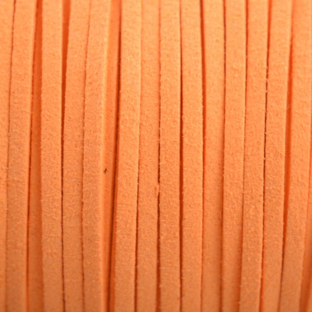 Imitatie suede oranje 3x1,5mm - 2 meter-Kraaltjes van Renate