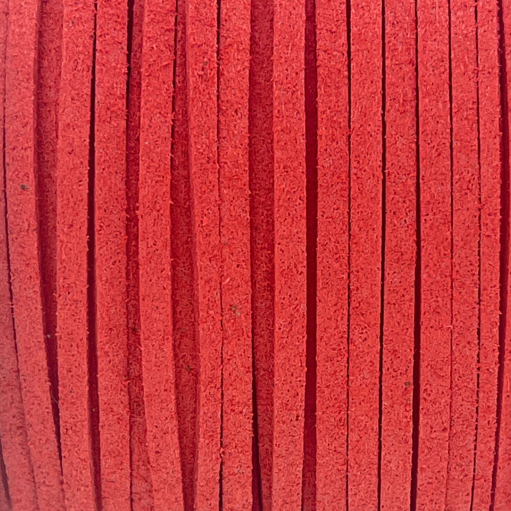 Imitatie suede rood 3x1,5mm - 2 meter-koord-Kraaltjes van Renate