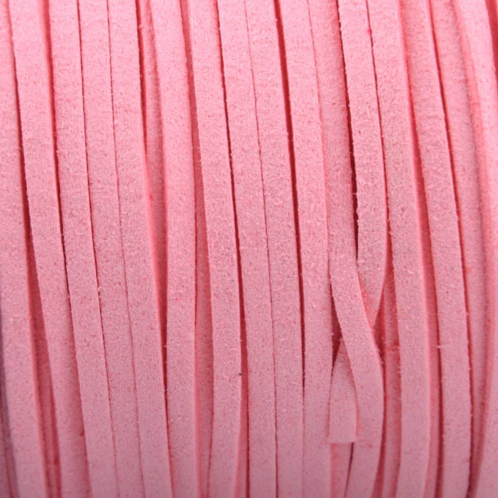 Imitatie suede roze 3x1,5mm - 2 meter-Kraaltjes van Renate