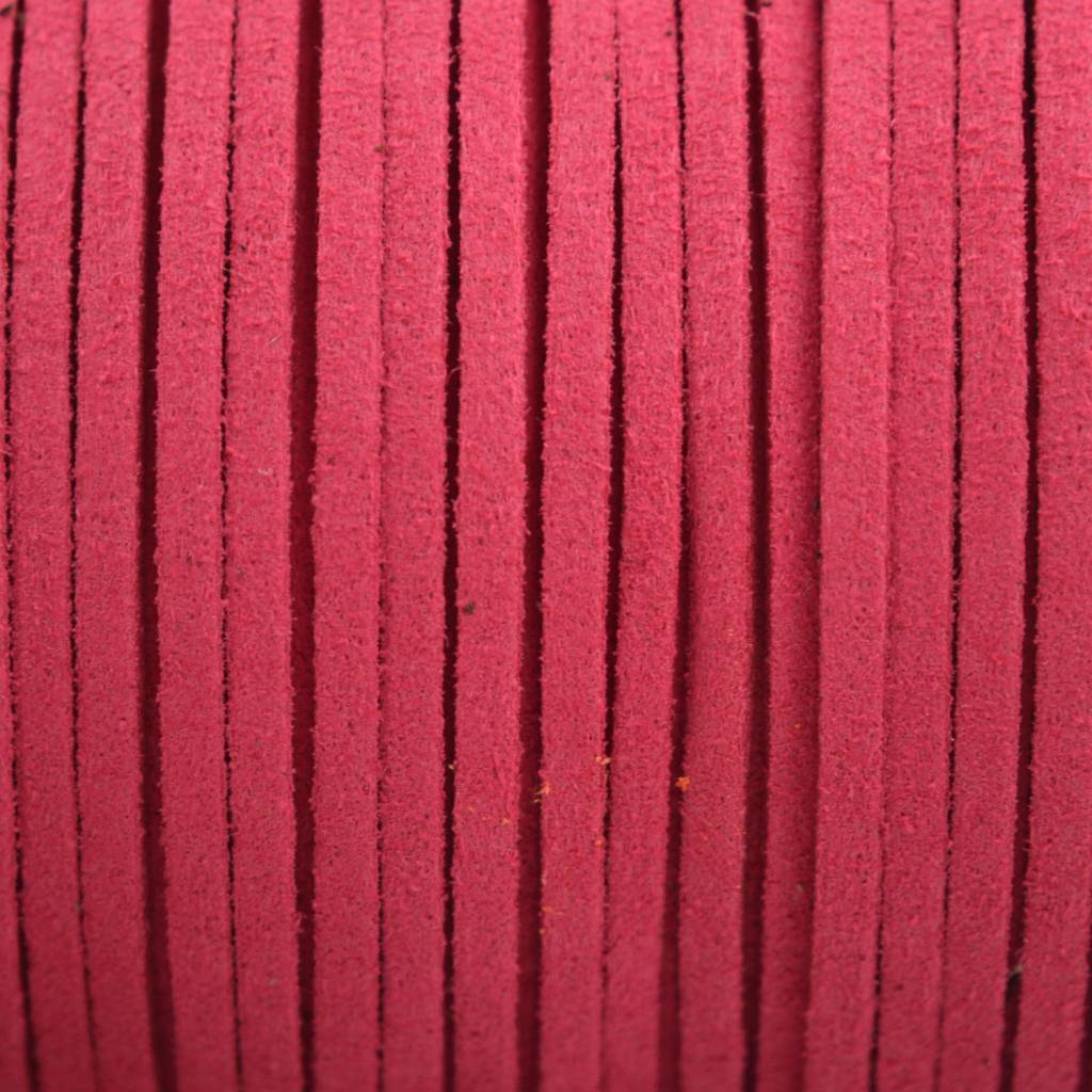 Imitatie suede roze rood 3x1,5mm - 2 meter-Kraaltjes van Renate