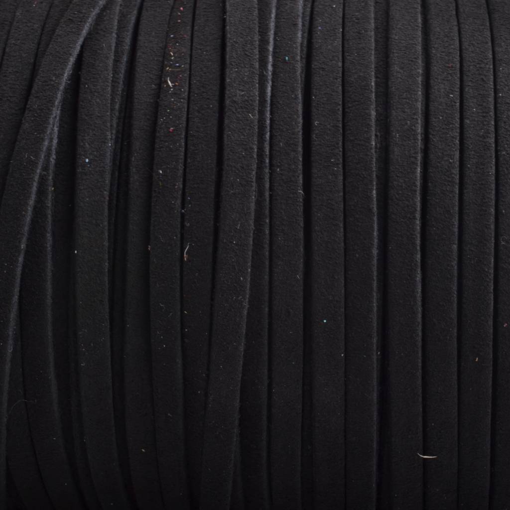 Imitatie suede zwart 5x1,5mm - per meter-Kraaltjes van Renate