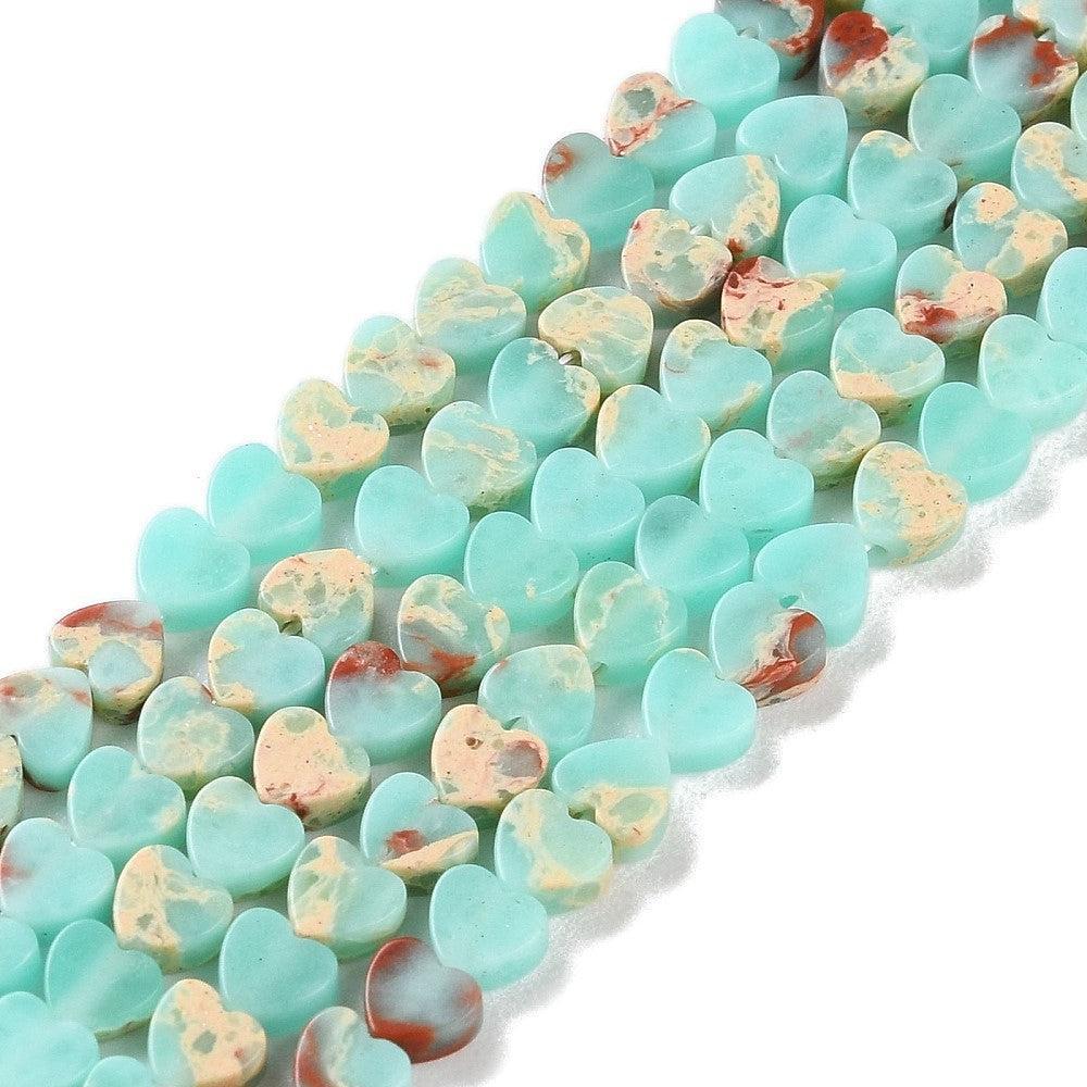Jasper kraal Turquoise hartje 4mm- per stuk-bedels-Kraaltjes van Renate