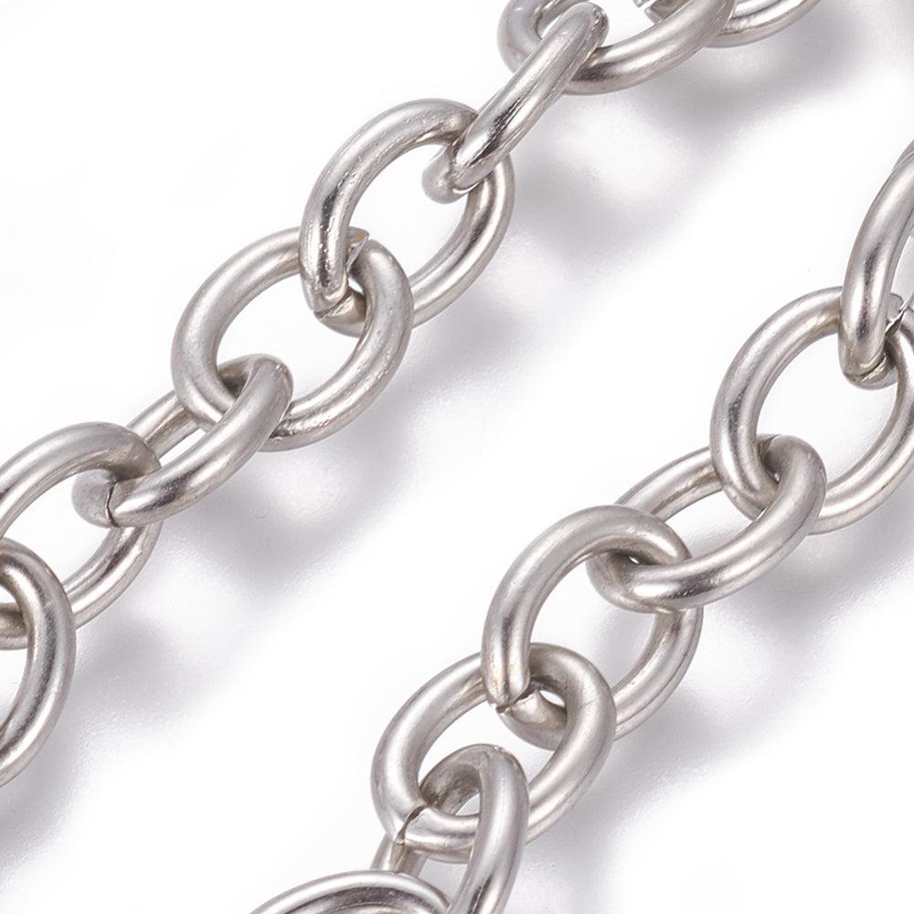 Ketting unwelded belcher RVS zilver 10x8mm- per 10 cm-ketting-Kraaltjes van Renate