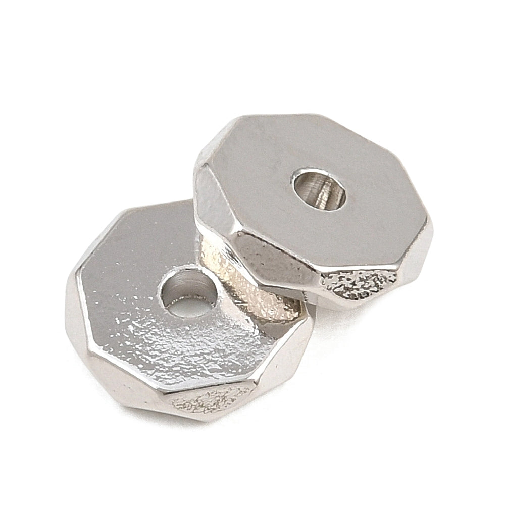 Brass Kraal Achthoek Premium Brass Zilver 8mm - per stuk