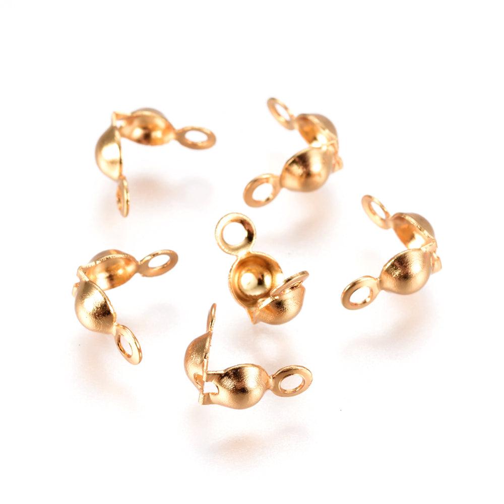 Kalotjes RVS goud 7.5x4mm - ± 16 stuks-onderdelen-Kraaltjes van Renate