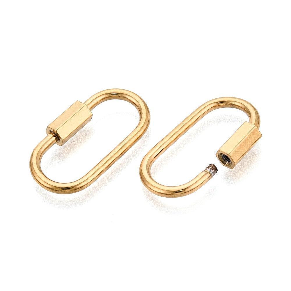 Karabijn Ovaal met Schroef Premium 18k RVS Goud 26mm - per stuk-Kralen-Kraaltjes van Renate