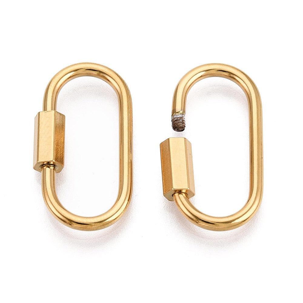 Karabijn Ovaal met Schroef Premium 18k RVS Goud 26mm - per stuk-Kralen-Kraaltjes van Renate