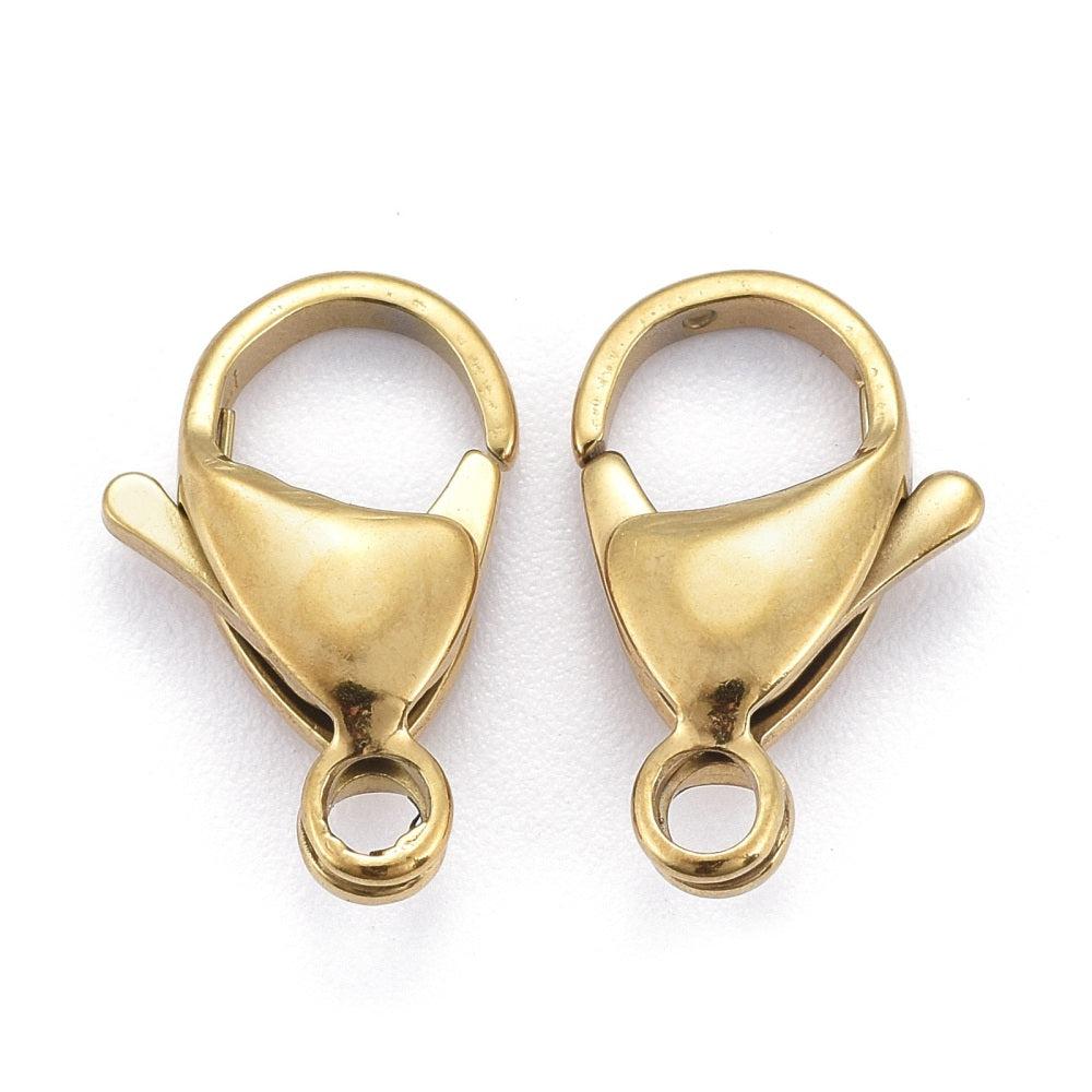 Karabijn sluiting Stainless Steel 18kr goud 15x9mm-sluitingen-Kraaltjes van Renate