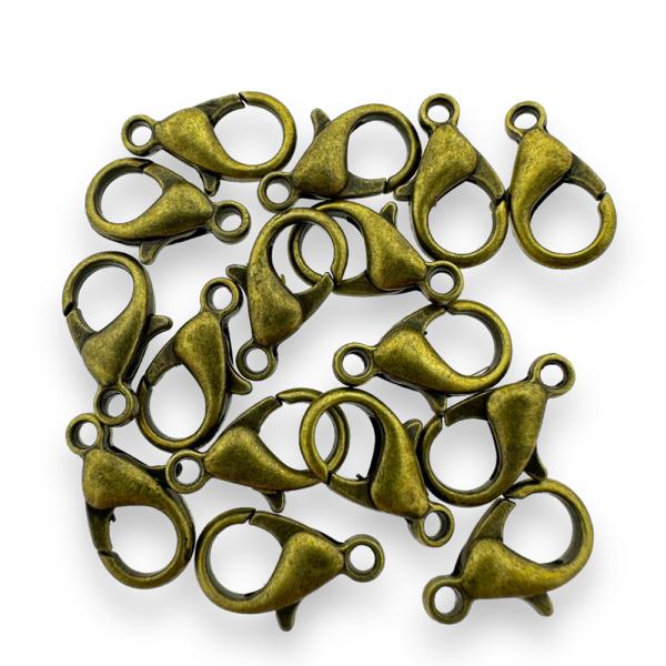 Karabijn sluiting Brons 14mm - 15 Stuks-sluitingen-Kraaltjes van Renate
