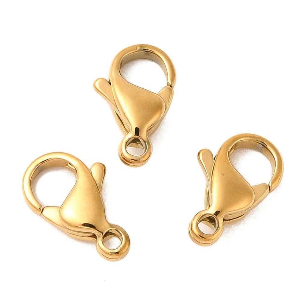 Karabijn sluiting RVS 18k plating goud 15x9mm - per stuk-sluitingen-Kraaltjes van Renate