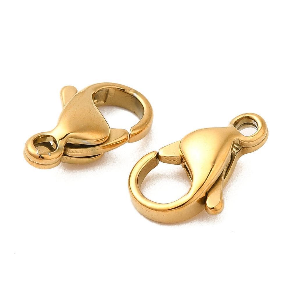 Karabijn sluiting RVS 18k plating goud 15x9mm - per stuk-sluitingen-Kraaltjes van Renate