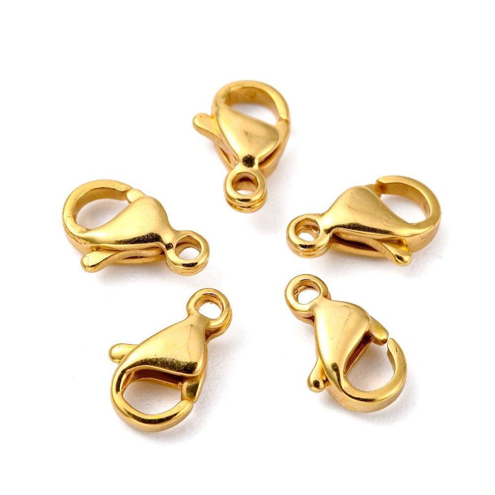 Karabijn sluiting RVS 24K Gold Plated 9mm - per stuk-sluitingen-Kraaltjes van Renate