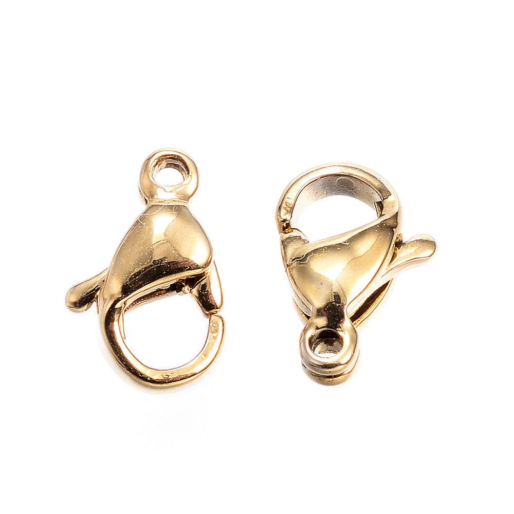 Karabijn sluiting RVS Goud 9x6x3mm-sluitingen-Kraaltjes van Renate