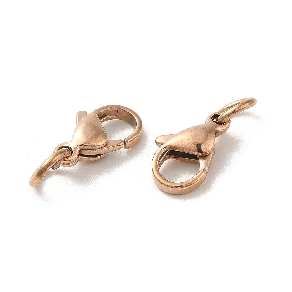 Karabijn sluiting RVS rosegold 10mm- per stuk-Kralen-Kraaltjes van Renate