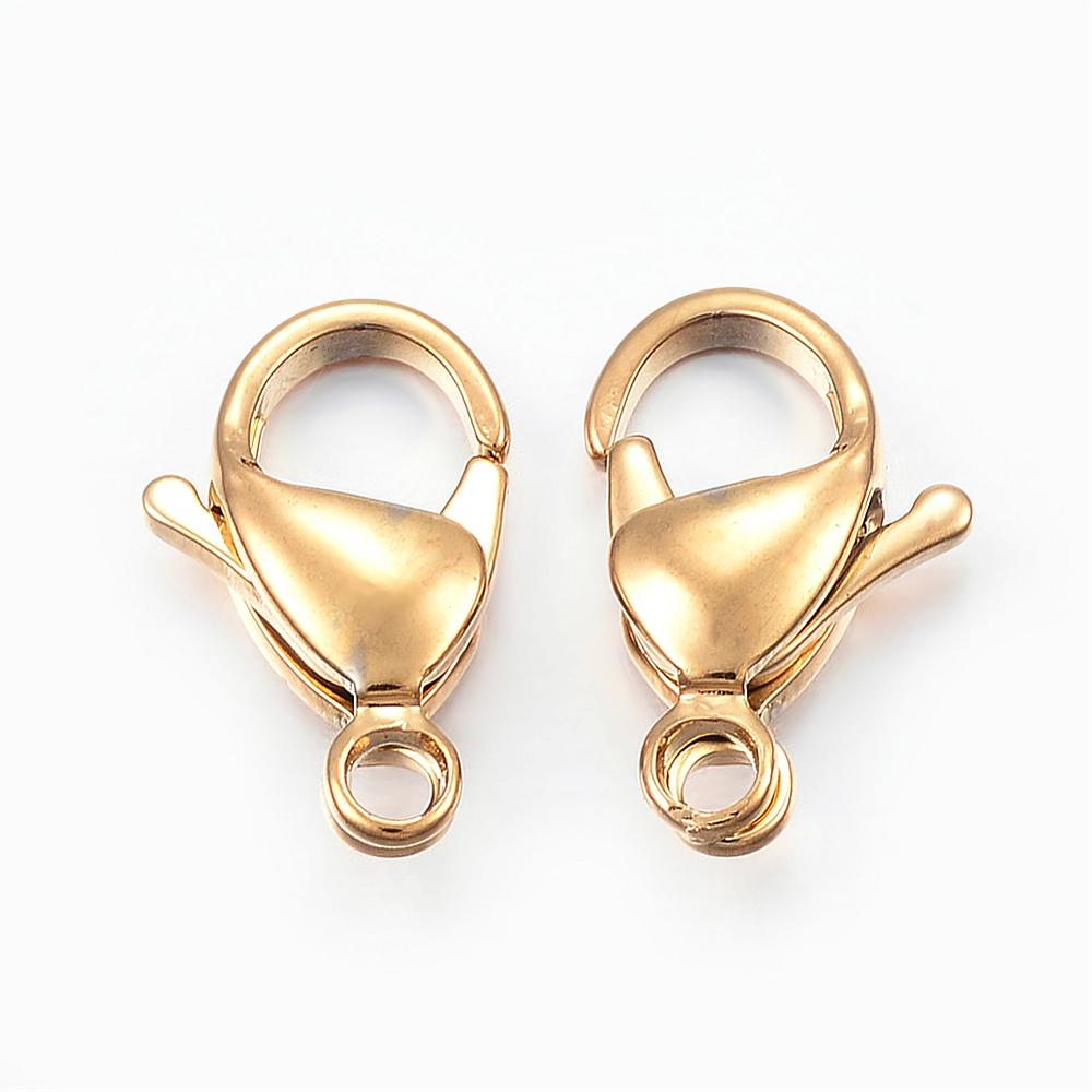 Karabijn sluiting Stainless steel 24K Goud vanaf 9mm - per stuk-sluitingen-Kraaltjes van Renate