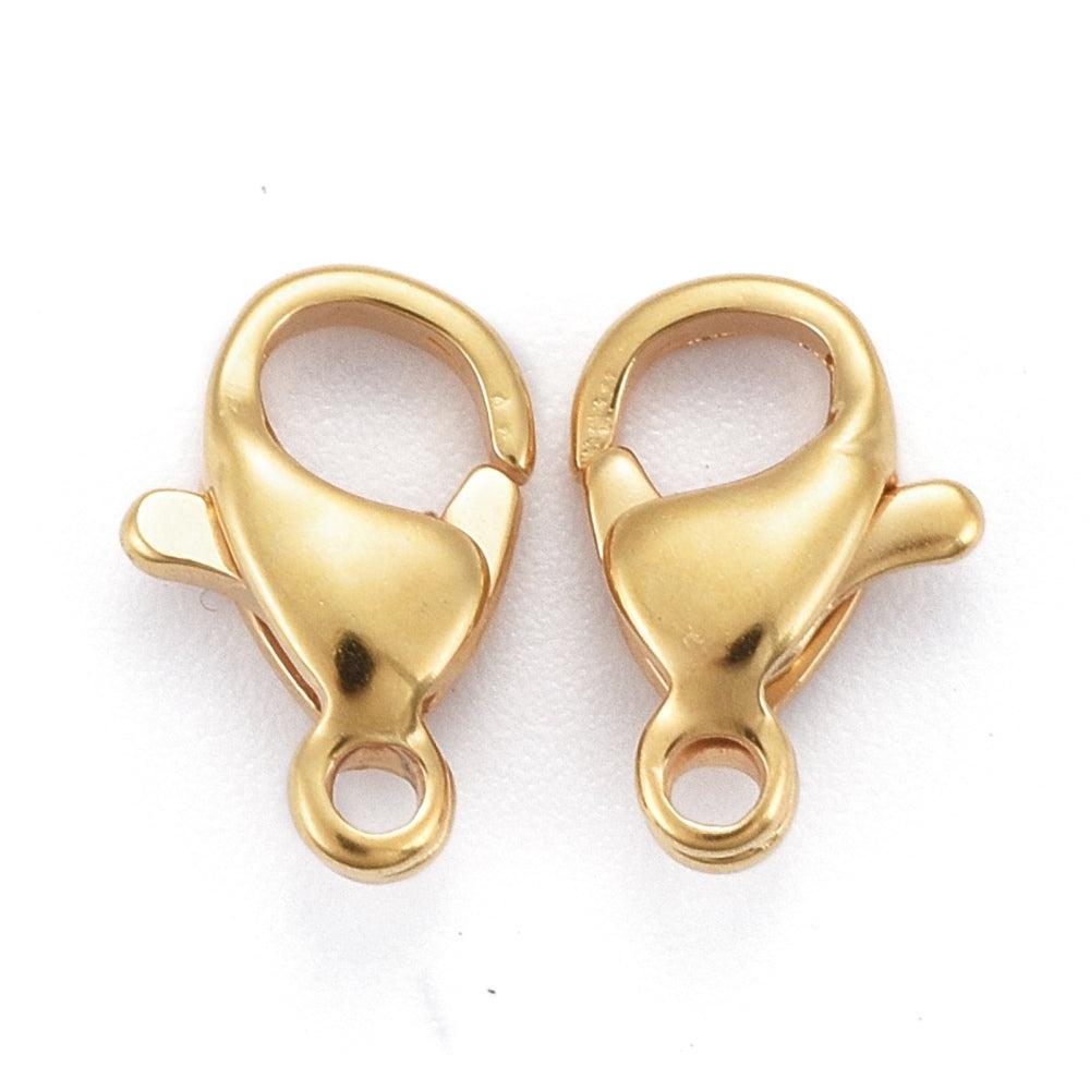 Karabijn sluiting Stainless steel 24K Goud vanaf 9mm - per stuk-sluitingen-Kraaltjes van Renate
