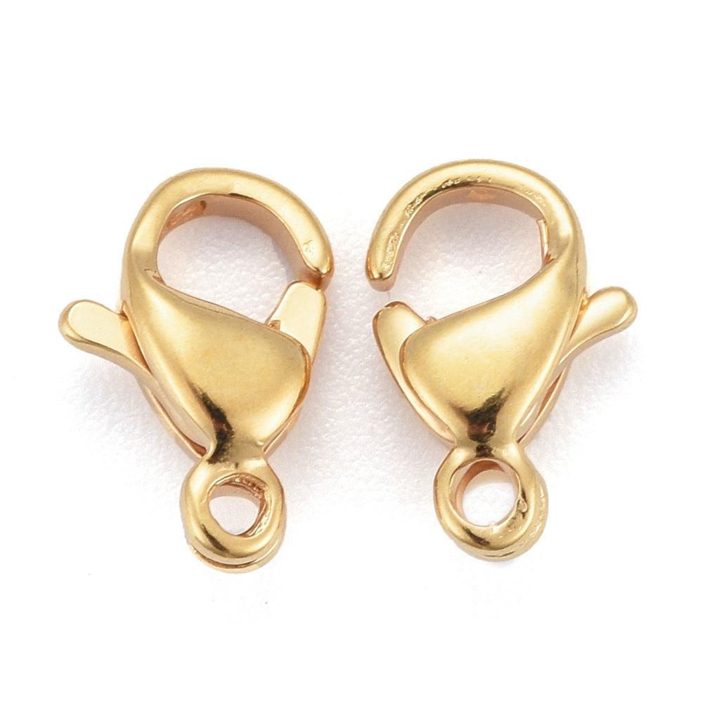 Karabijn sluiting Stainless steel 24K Goud vanaf 9mm - per stuk-sluitingen-Kraaltjes van Renate