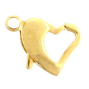 Karabijn sluiting hart RVS goud 9.5x14mm-Kraaltjes van Renate