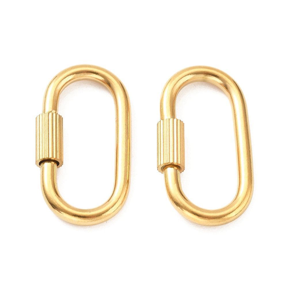 Karabijnslot ovaal 18K premium goud 31,5mm - per stuk-Kralen-Kraaltjes van Renate