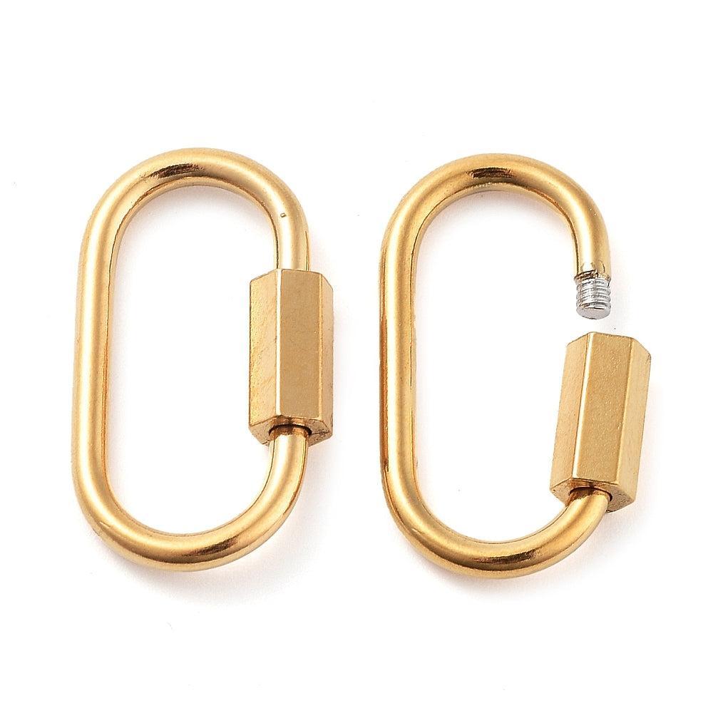 Karabijnslot ovaal RVS goud 24mm - per stuk-Kralen-Kraaltjes van Renate