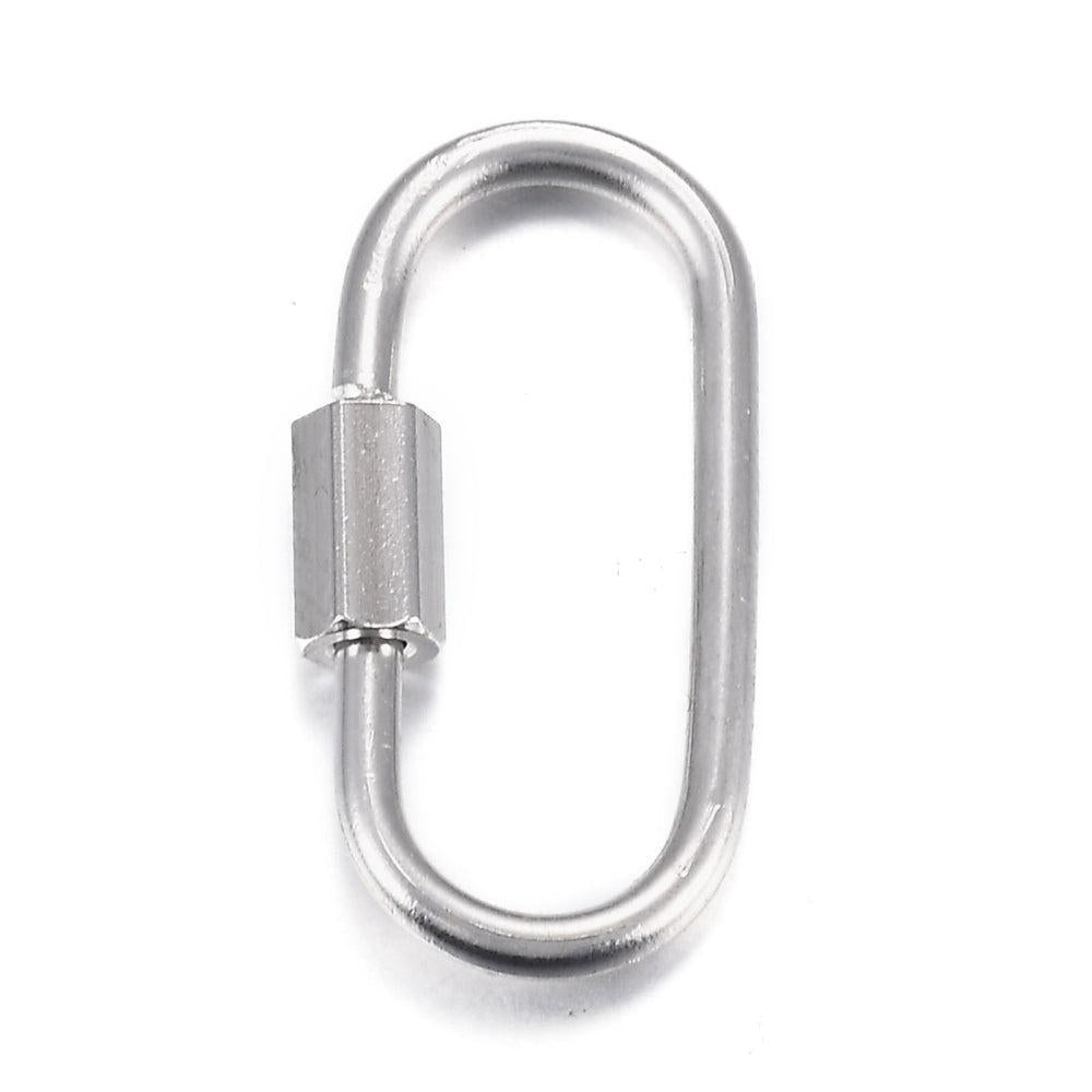 Karabijnslot ovaal RVS zilver 21mm - per stuk-Kralen-Kraaltjes van Renate