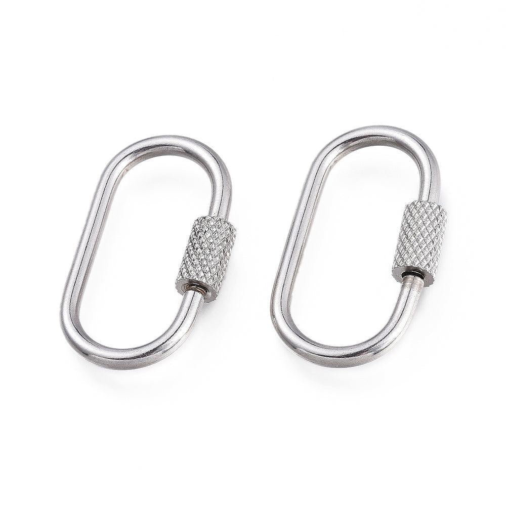 Karabijnslot ovaal RVS zilver 21mm - per stuk-Kralen-Kraaltjes van Renate