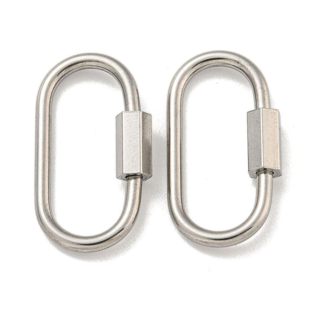 Karabijnslot ovaal RVS zilver 26mm - per stuk-Kralen-Kraaltjes van Renate