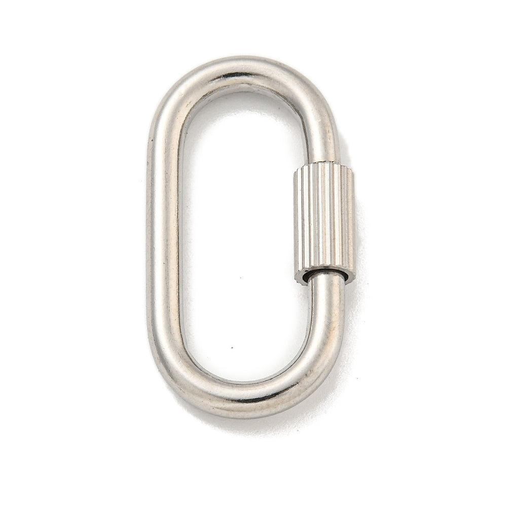 Karabijnslot ovaal RVS zilver 31,5mm - per stuk-Kralen-Kraaltjes van Renate