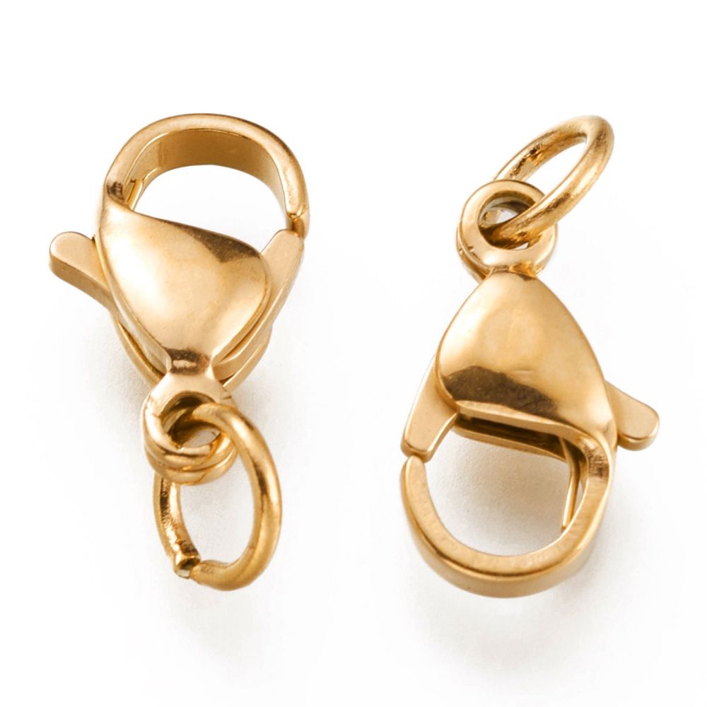 Karabijnsluiting Premium RVS Goud 12mm - 3 stuks-Sluitingen-Kraaltjes van Renate