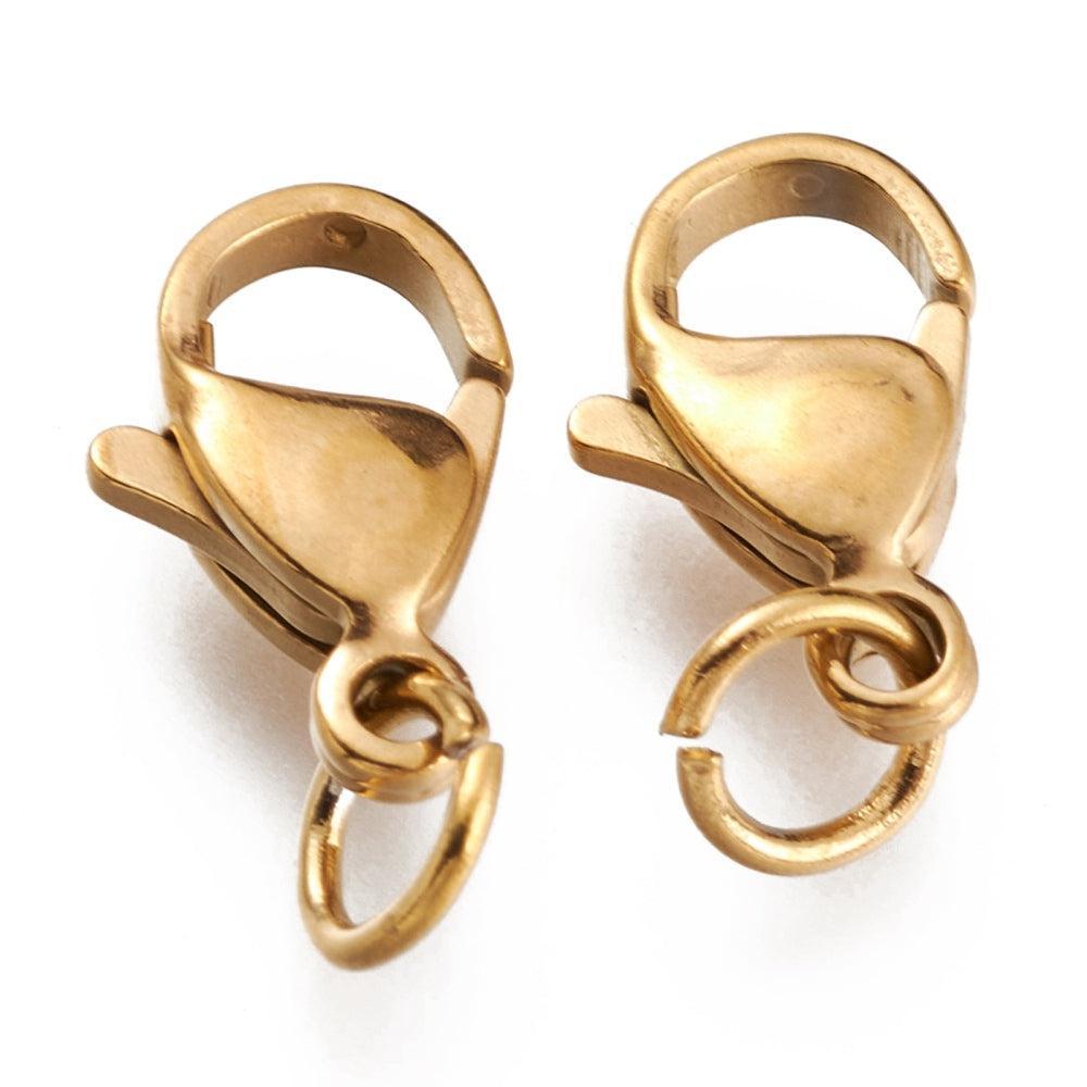 Karabijnsluiting Premium RVS Goud 12mm - 3 stuks-Sluitingen-Kraaltjes van Renate