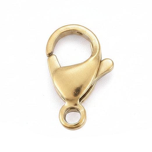Karabijnsluiting Goud 18K RVS 13mm - per stuk-Sluitingen-Kraaltjes van Renate