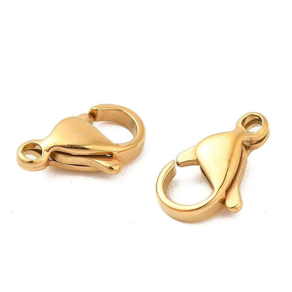 Karabijnsluiting Premium RVS Goud 12x3.5mm - per stuk-Sluitingen-Kraaltjes van Renate
