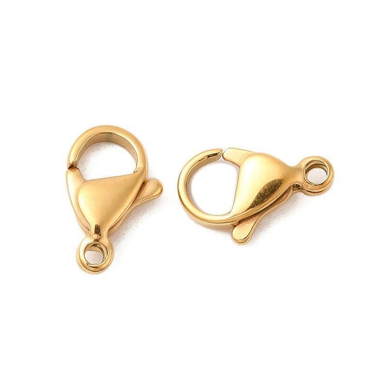 Karabijnsluiting Premium RVS Goud 12x3.5mm - per stuk-Sluitingen-Kraaltjes van Renate