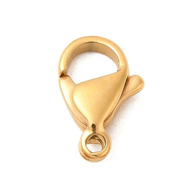 Karabijnsluiting Premium RVS Goud 12x3.5mm - per stuk-Sluitingen-Kraaltjes van Renate