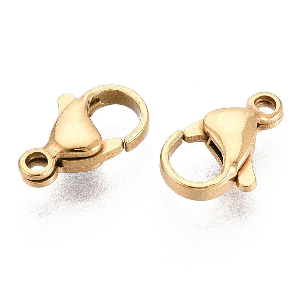 Karabijnsluiting Premium RVS Goud 13x8mm - per stuk-Sluitingen-Kraaltjes van Renate