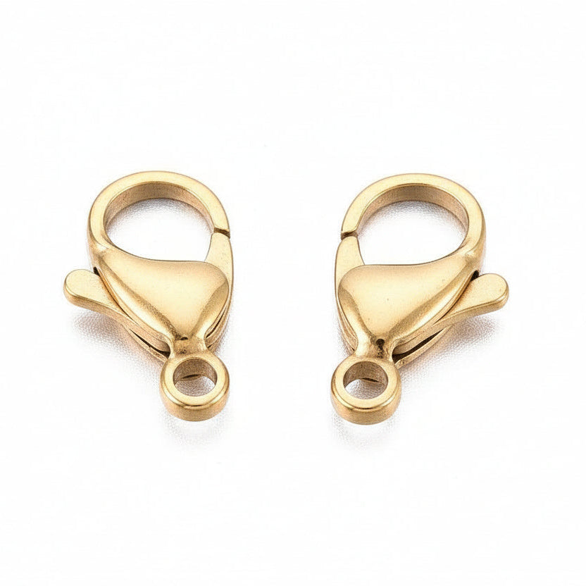 Karabijnsluiting Premium RVS Goud 13x8mm - per stuk-Sluitingen-Kraaltjes van Renate